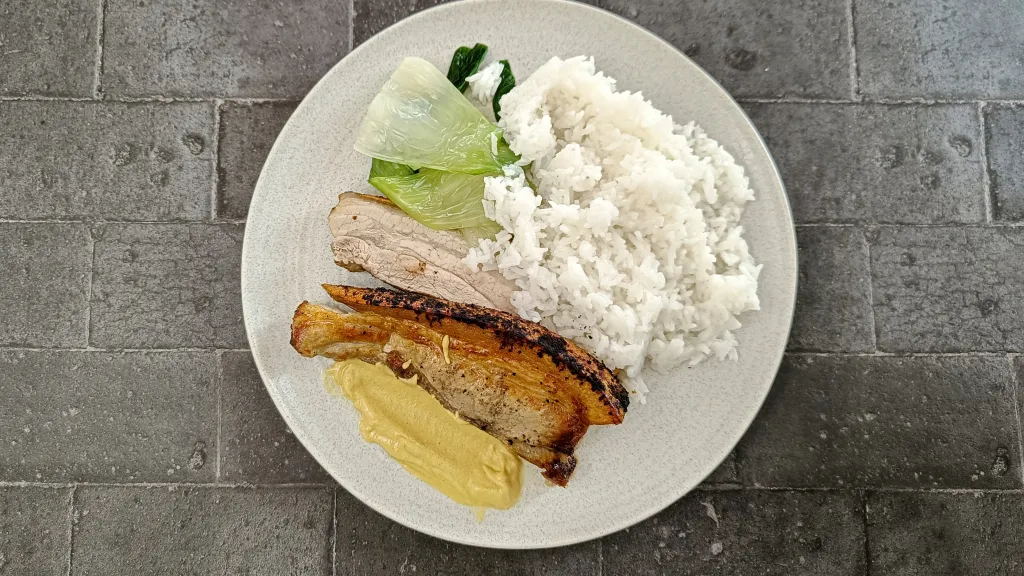 Photograph of Five-spice pork belly.
