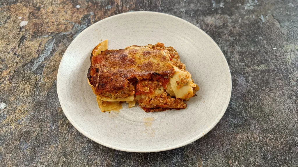 Photograph of Sausage lasagna.